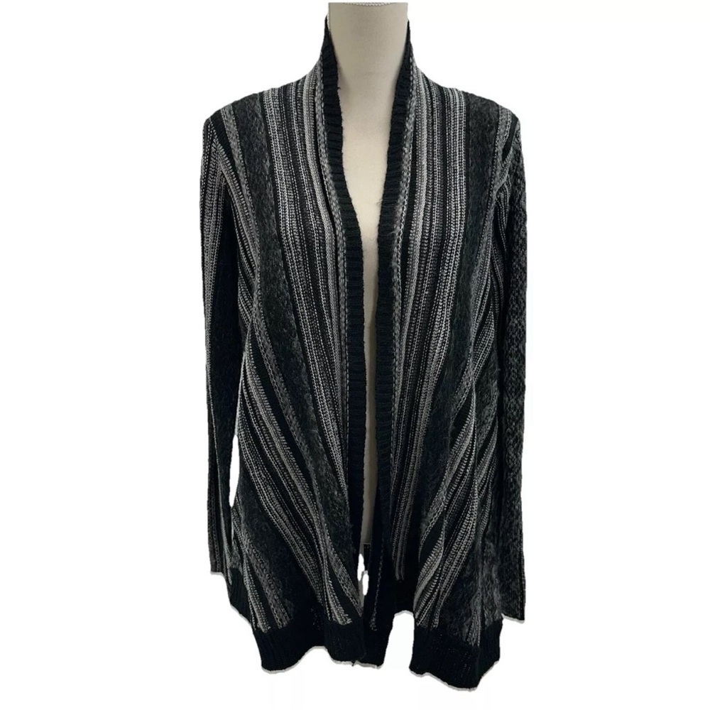 NWT Vintage America Open Front Duster Cardigan Women’s Medium Gray Black Striped